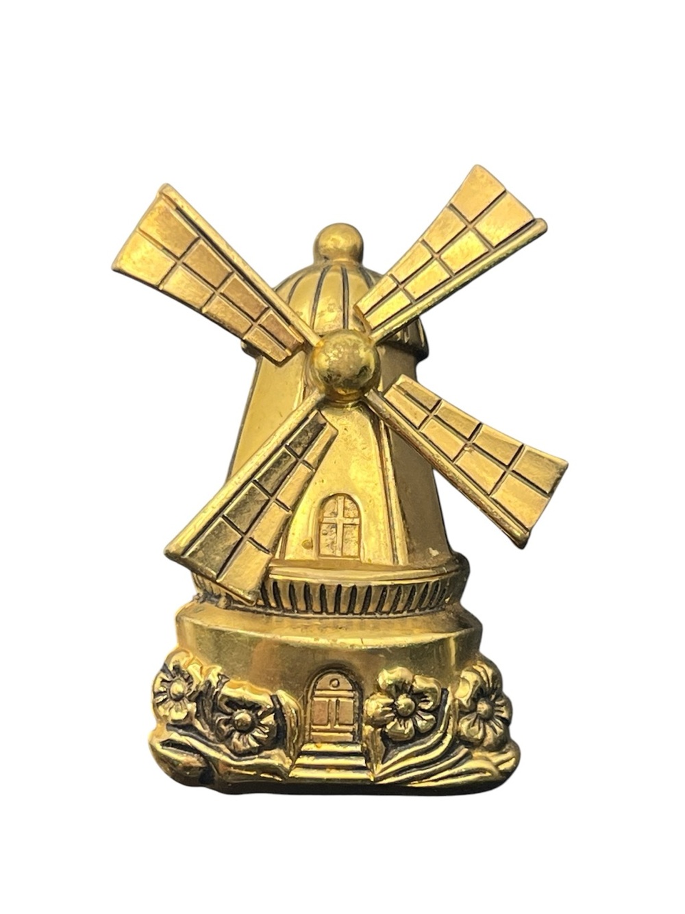 Coro Pegasus windmill moving articulated gold tone brooch pin flowers vintage